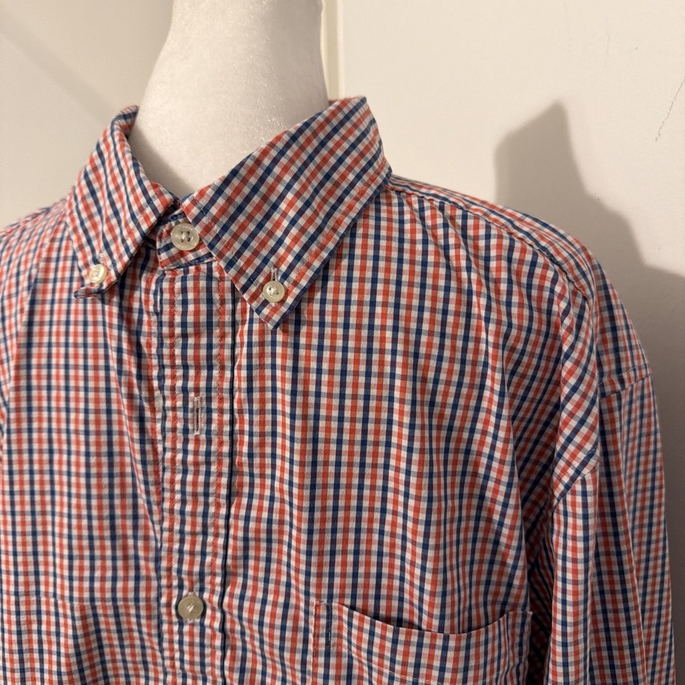 EUC Vineyard Vines OTG  L/S Shirt Mens Classic Fit Plaid LARGE RED BLUE USA 4th